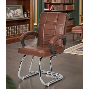 special chair with arm rest strong metal frame and cushioned seat back perfect for long working hours 1 tan double pipe chrome frame