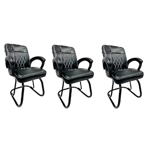 ratison special chair with arm rest strong metal frame and cushioned seat back perfect for long working hours 3 white black powder coated double pipe frame