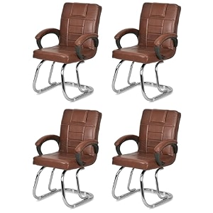 ratison special chair with arm rest strong metal frame and cushioned seat back perfect for long working hours 4 tan double pipe chrome frame