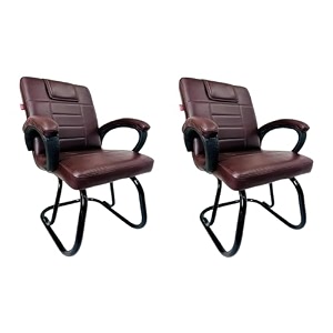 ratison special chair with arm rest strong metal frame and cushioned seat back perfect for long working hours 2 coffee powder coated double pipe frame