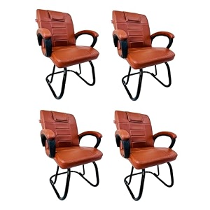 ratison special chair with arm rest strong metal frame and cushioned seat back perfect for long working hours 4 brown powder coated double pipe frame