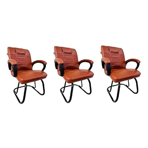 ratison special chair with arm rest strong metal frame and cushioned seat back perfect for long working hours 3 brown powder coated double pipe frame