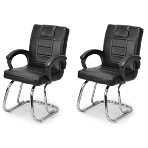 ratison special chair with arm rest strong metal frame and cushioned seat back perfect for long working hours 2 black double pipe chrome frame