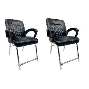 ratison special chair with arm rest strong metal frame and cushioned seat back perfect for long working hours 2 white black h frame