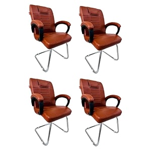 ratison special chair with arm rest strong metal frame and cushioned seat back perfect for long working hours 4 brown s type frame
