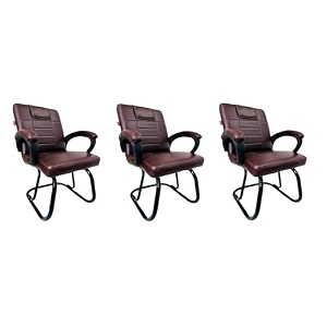 ratison special chair with arm rest strong metal frame and cushioned seat back perfect for long working hours 3 coffee powder coated double pipe frame