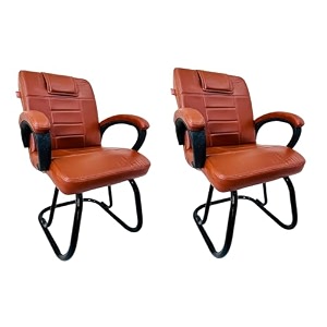 ratison special chair with arm rest strong metal frame and cushioned seat back perfect for long working hours 2 brown powder coated double pipe frame