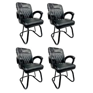 ratison special chair with arm rest strong metal frame and cushioned seat back perfect for long working hours 4 white black powder coated double pipe frame