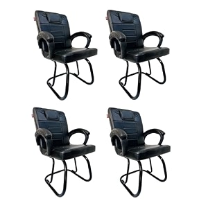 ratison special chair with arm rest strong metal frame and cushioned seat back perfect for long working hours 4 black powder coated double pipe frame