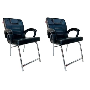 ratison special chair with arm rest strong metal frame and cushioned seat back perfect for long working hours 2 black h frame