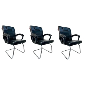 ratison special chair with arm rest strong metal frame and cushioned seat back perfect for long working hours 3 black s type frame