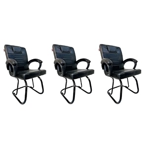 ratison special chair with arm rest strong metal frame and cushioned seat back perfect for long working hours 3 black powder coated double pipe frame