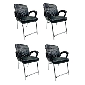 ratison special chair with arm rest strong metal frame and cushioned seat back perfect for long working hours 4 white black h frame