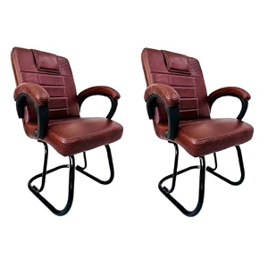 special chair with arm rest strong metal frame and cushioned seat back perfect for long working hours 2 tan powder coated double pipe frame