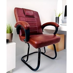 ratison special chair with arm rest strong metal frame and cushioned seat back perfect for long working hours 1 tan powder coated double pipe frame