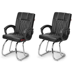 ratison special chair with arm rest strong metal frame and cushioned seat back perfect for long working hours 2 white black double pipe chrome frame