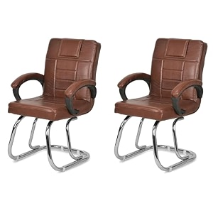 special chair with arm rest strong metal frame and cushioned seat back perfect for long working hours 2 tan double pipe chrome frame