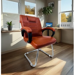 ratison special chair with arm rest strong metal frame and cushioned seat back perfect for long working hours 1 brown s type frame