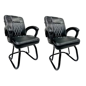 ratison special chair with arm rest strong metal frame and cushioned seat back perfect for long working hours 2 white black powder coated double pipe frame