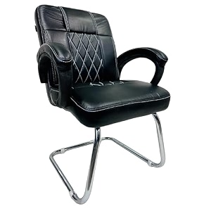 ratison special chair with arm rest strong metal frame and cushioned seat back perfect for long working hours 1 white black s type frame
