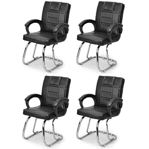 ratison special chair with arm rest strong metal frame and cushioned seat back perfect for long working hours 4 black double pipe chrome frame
