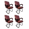RATISON Special Chair with arm Rest Strong Metal Frame and Cushioned seat Back Perfect for Long Working Hours (4, Tan, Powder Coated Double Pipe Frame)