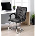 Special Chair with arm Rest Strong Metal Frame and Cushioned seat Back Perfect for Long Working Hours (1, Black, Double Pipe Chrome Frame)
