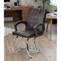 Special Chair with arm Rest Strong Metal Frame and Cushioned seat Back Perfect for Long Working Hours (1, Coffee, Double Pipe Chrome Frame)