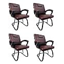 RATISON Special Chair with arm Rest Strong Metal Frame and Cushioned seat Back Perfect for Long Working Hours (4, Coffee, Powder Coated Double Pipe Frame)