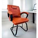 RATISON Special Chair with arm Rest Strong Metal Frame and Cushioned seat Back Perfect for Long Working Hours (1, Brown, Powder Coated Double Pipe Frame)