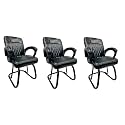 RATISON Special Chair with arm Rest Strong Metal Frame and Cushioned seat Back Perfect for Long Working Hours (3, White Black, Powder Coated Double Pipe Frame)