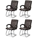 Special Chair with arm Rest Strong Metal Frame and Cushioned seat Back Perfect for Long Working Hours (4, Coffee, Double Pipe Chrome Frame)