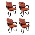 RATISON Special Chair with arm Rest Strong Metal Frame and Cushioned seat Back Perfect for Long Working Hours (4, Brown, Powder Coated Double Pipe Frame)