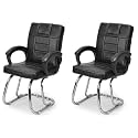 RATISON Special Chair with arm Rest Strong Metal Frame and Cushioned seat Back Perfect for Long Working Hours (2, Black, Double Pipe Chrome Frame)