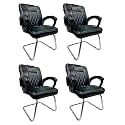RATISON Special Chair with arm Rest Strong Metal Frame and Cushioned seat Back Perfect for Long Working Hours (4, White Black, S Type Frame)