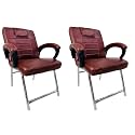 RATISON Special Chair with arm Rest Strong Metal Frame and Cushioned seat Back Perfect for Long Working Hours (2, Tan, H Frame)