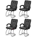 RATISON Special Chair with arm Rest Strong Metal Frame and Cushioned seat Back Perfect for Long Working Hours (4, White Black, Double Pipe Chrome Frame)