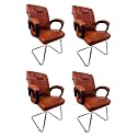 RATISON Special Chair with arm Rest Strong Metal Frame and Cushioned seat Back Perfect for Long Working Hours (4, Brown, S Type Frame)