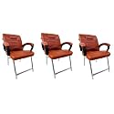 RATISON Special Chair with arm Rest Strong Metal Frame and Cushioned seat Back Perfect for Long Working Hours (3, Brown, H Frame)
