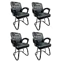RATISON Special Chair with arm Rest Strong Metal Frame and Cushioned seat Back Perfect for Long Working Hours (4, White Black, Powder Coated Double Pipe Frame)