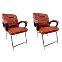 Special Chair with arm Rest Strong Metal Frame and Cushioned seat Back Perfect for Long Working Hours (2, Brown, H Frame)