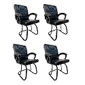 RATISON Special Chair with arm Rest Strong Metal Frame and Cushioned seat Back Perfect for Long Working Hours (4, Black, Powder Coated Double Pipe Frame)