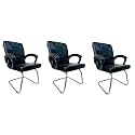 RATISON Special Chair with arm Rest Strong Metal Frame and Cushioned seat Back Perfect for Long Working Hours (3, Black, S Type Frame)