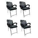 RATISON Special Chair with arm Rest Strong Metal Frame and Cushioned seat Back Perfect for Long Working Hours (4, White Black, H Frame)
