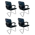 RATISON Special Chair with arm Rest Strong Metal Frame and Cushioned seat Back Perfect for Long Working Hours (4, Black, S Type Frame)