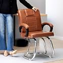 Special Chair with arm Rest Strong Metal Frame and Cushioned seat Back Perfect for Long Working Hours (1, Brown, Double Pipe Chrome Frame)