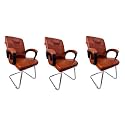 RATISON Special Chair with arm Rest Strong Metal Frame and Cushioned seat Back Perfect for Long Working Hours (3, Brown, S Type Frame)
