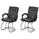 RATISON Special Chair with arm Rest Strong Metal Frame and Cushioned seat Back Perfect for Long Working Hours (2, White Black, Double Pipe Chrome Frame)