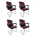 RATISON Special Chair with arm Rest Strong Metal Frame and Cushioned seat Back Perfect for Long Working Hours (4, Coffee, S Type Frame)