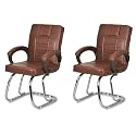 Special Chair with arm Rest Strong Metal Frame and Cushioned seat Back Perfect for Long Working Hours (2, Tan, Double Pipe Chrome Frame)
